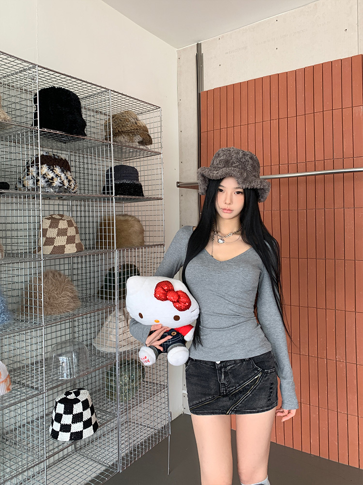 ワイドVネックスリムリブTシャツ | 詳細画像21