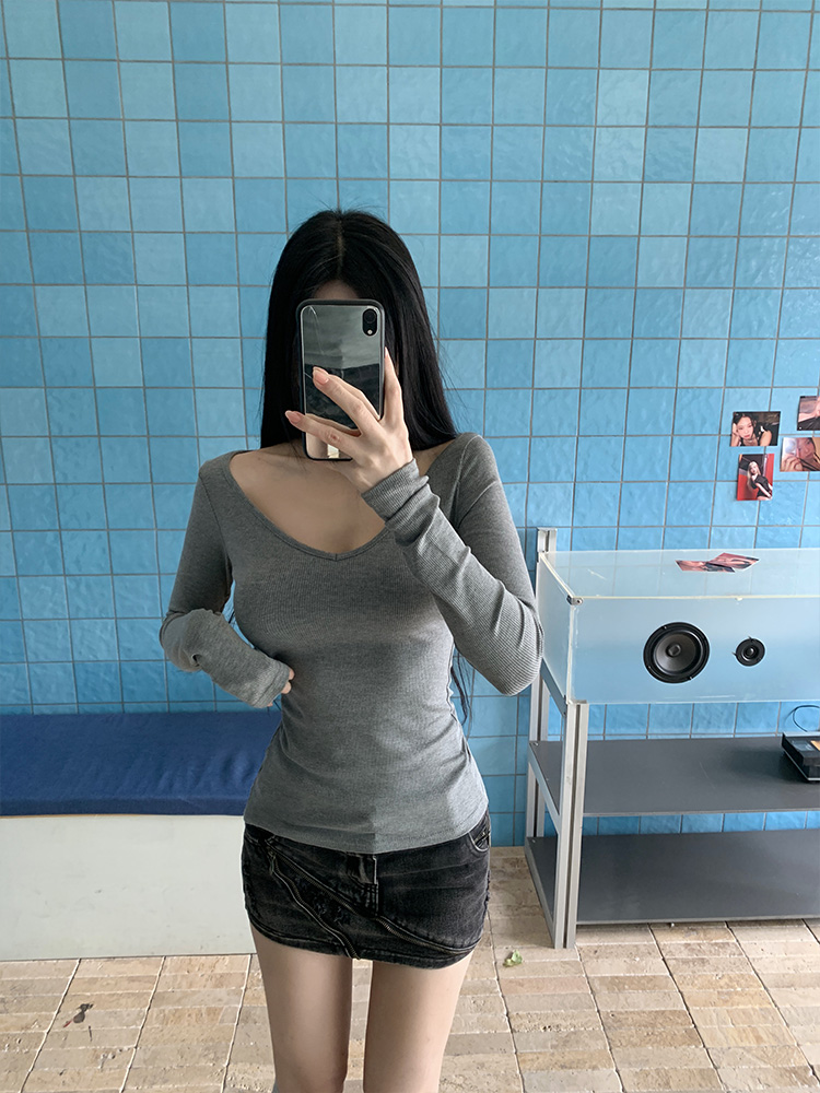 ワイドVネックスリムリブTシャツ | 詳細画像22