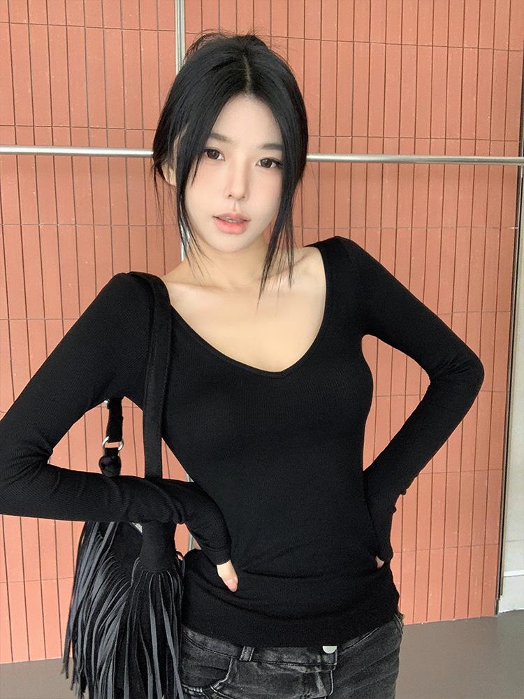 ワイドVネックスリムリブTシャツ | 詳細画像24