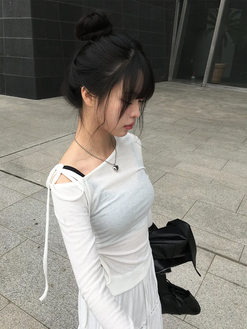サイドストリングリボンワンショルTシャツ | anyonemore | 詳細画像1