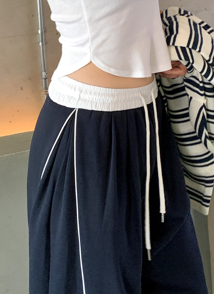 2WAY配色パイピングタックスウェットパンツ | レディースファッション