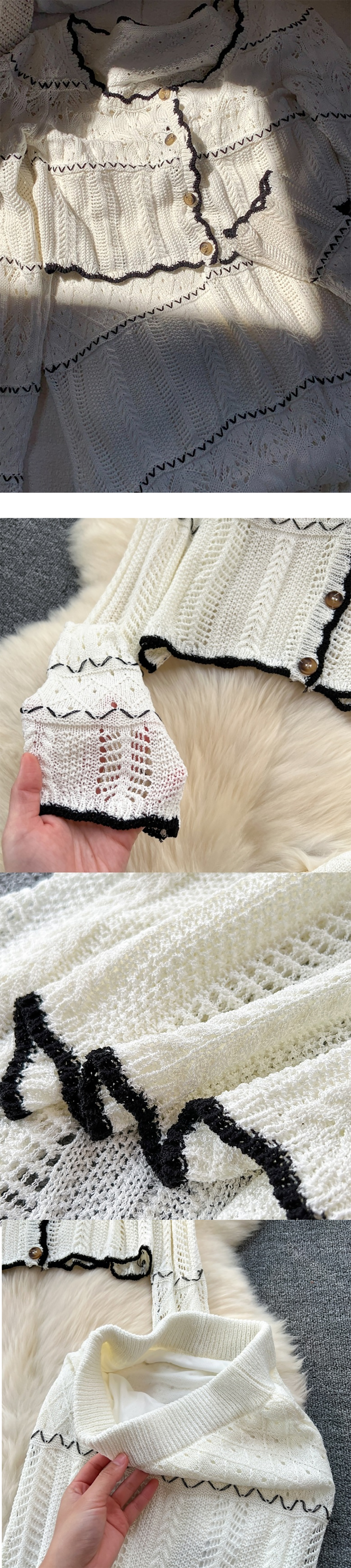 配色スカラップパンチングカーディガン&スカートSET | 詳細画像12