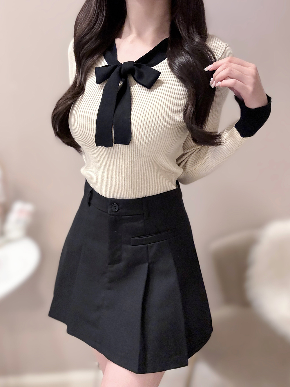 バイカラーリボンニット | 詳細画像7