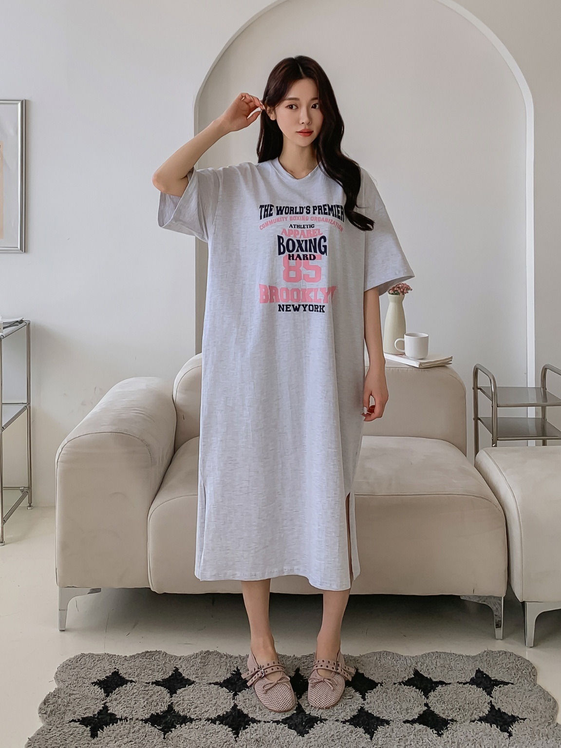 85プリントスリット半袖Tシャツワンピース | 詳細画像2
