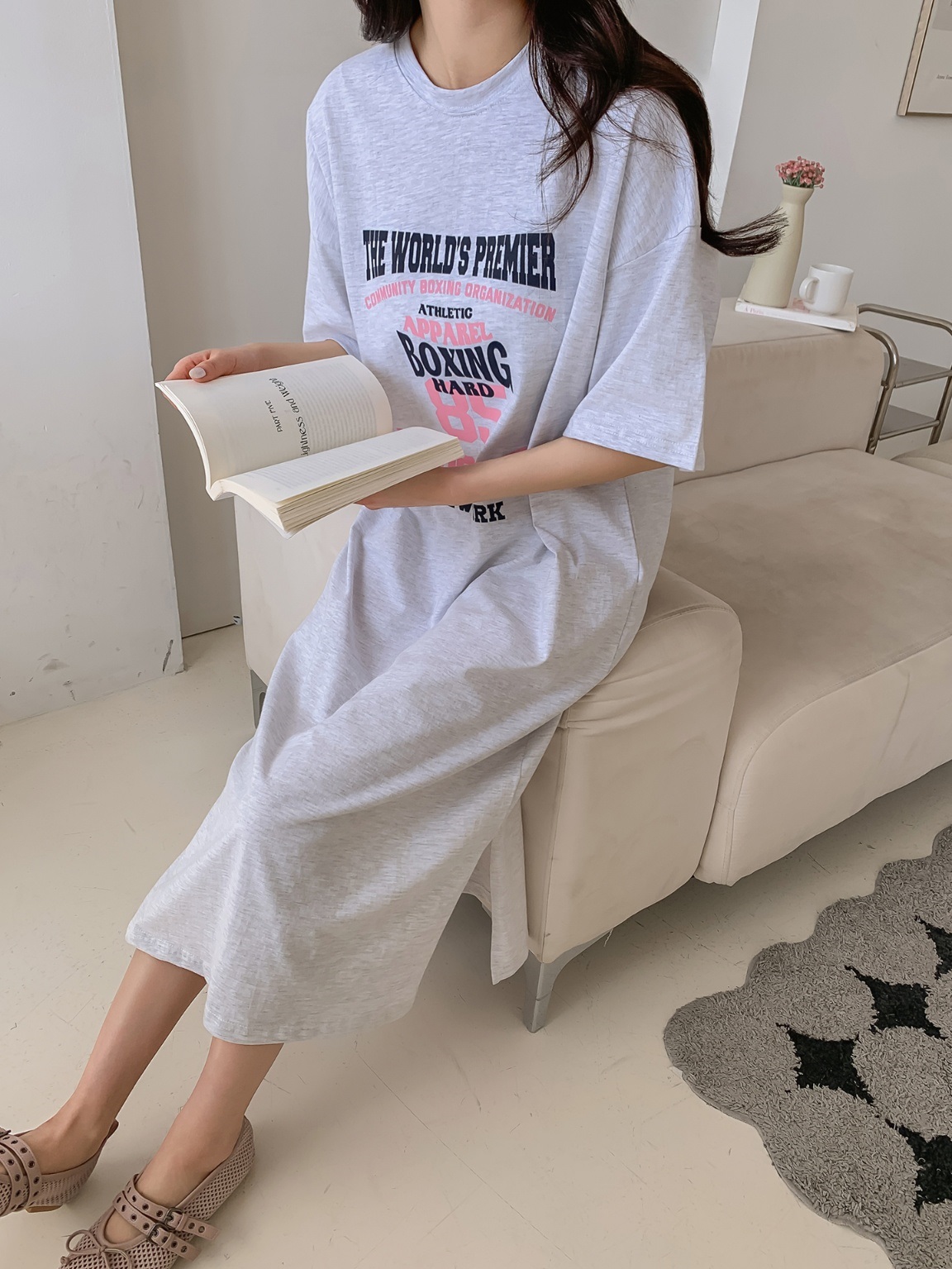85プリントスリット半袖Tシャツワンピース | 詳細画像7
