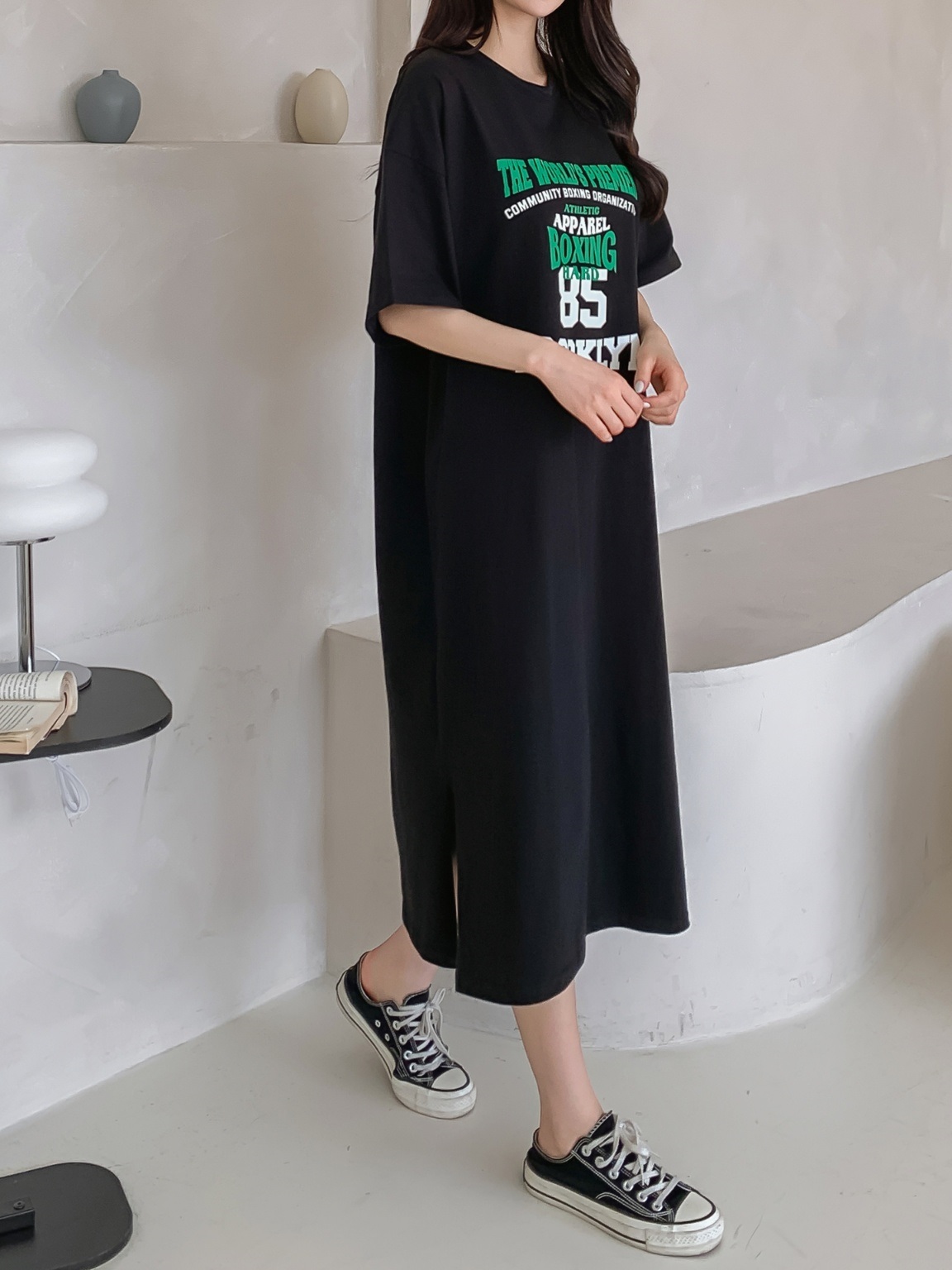 85プリントスリット半袖Tシャツワンピース | 詳細画像15