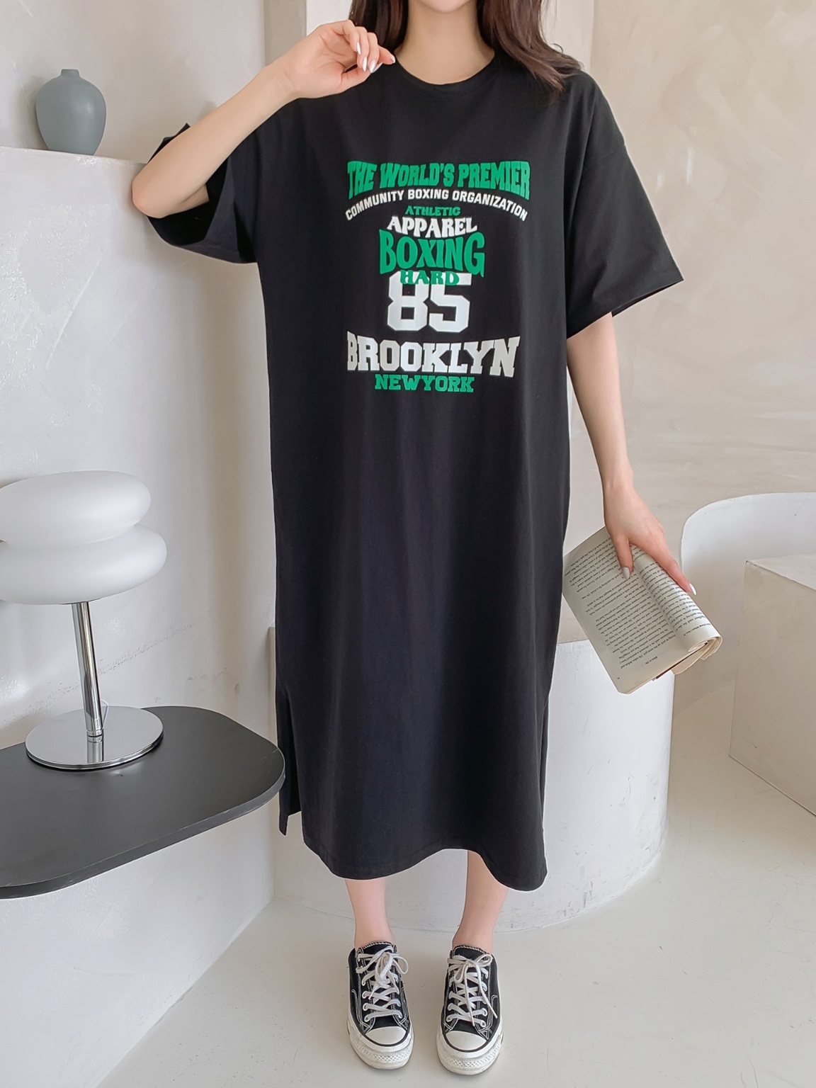 85プリントスリット半袖Tシャツワンピース | 詳細画像18