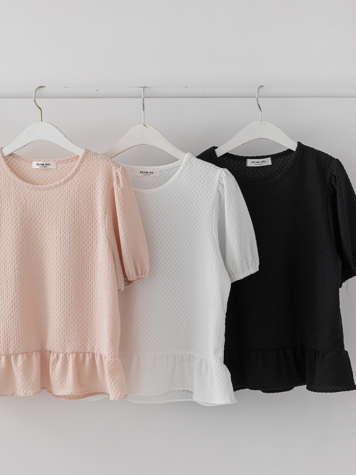 ワッフルパフ半袖ペプラムブラウス | 詳細画像19