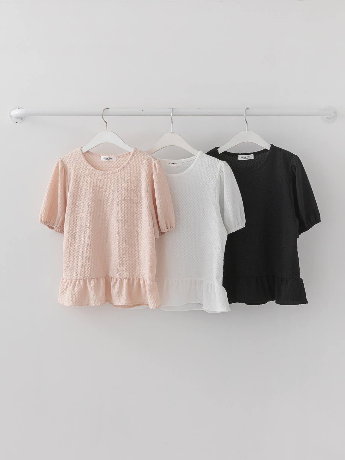 ワッフルパフ半袖ペプラムブラウス | 詳細画像20