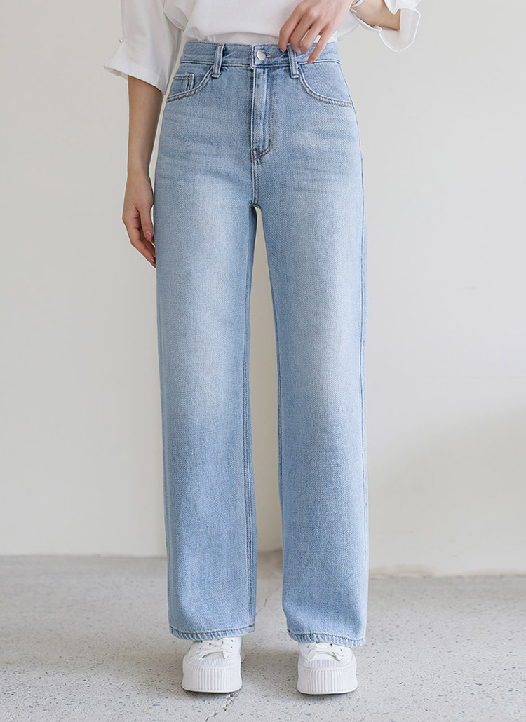 セミワイドブルーデニムパンツ | レディースファッション通販 - DHOLIC