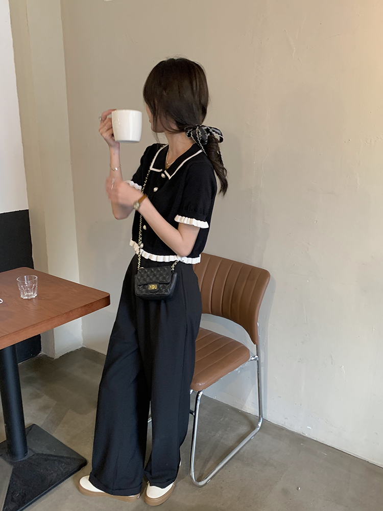 配色カラーフリル半袖クロップドカーディガン | 詳細画像10