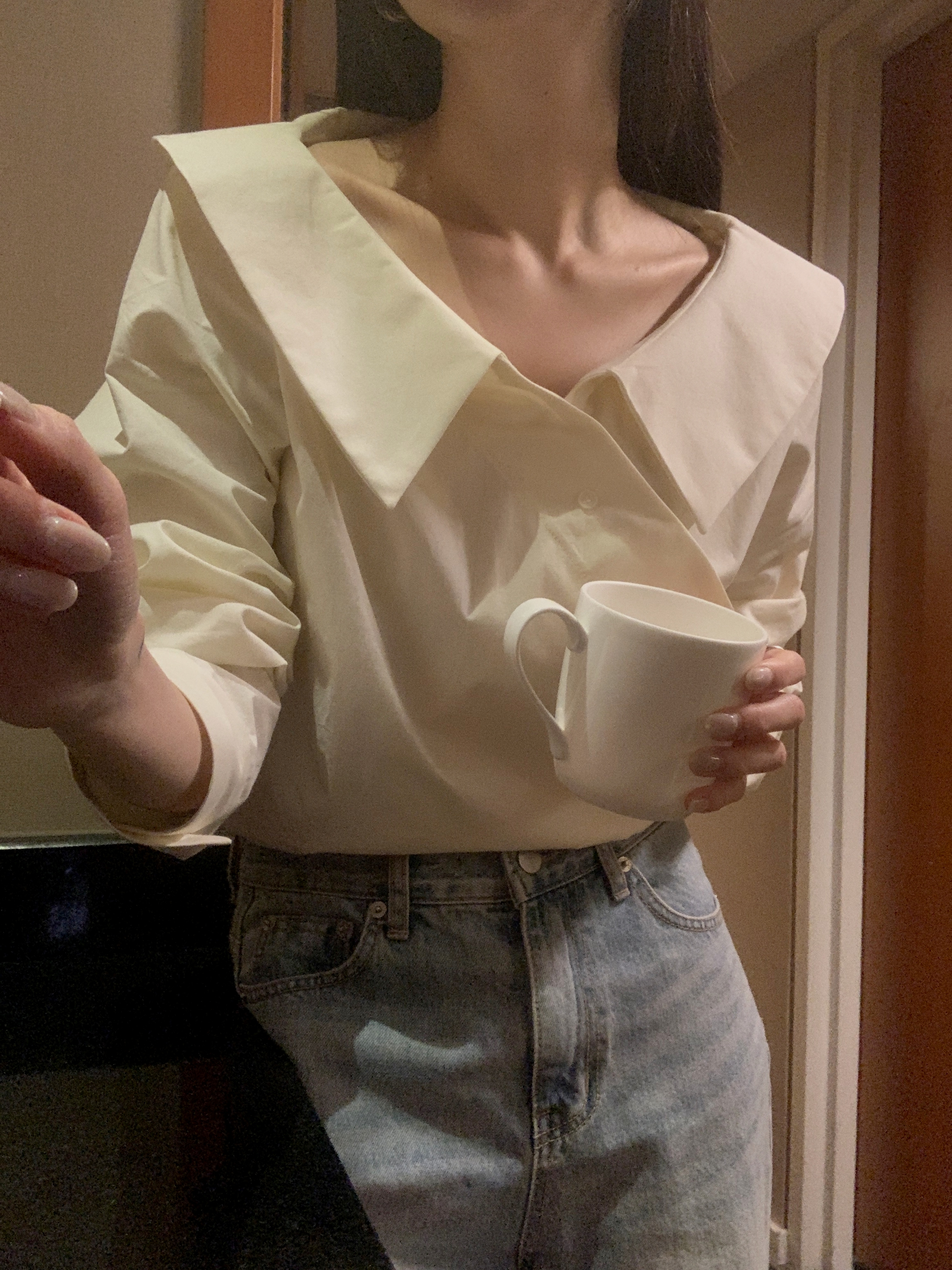 ワイドカラーボタンカシュクールブラウス | 詳細画像18