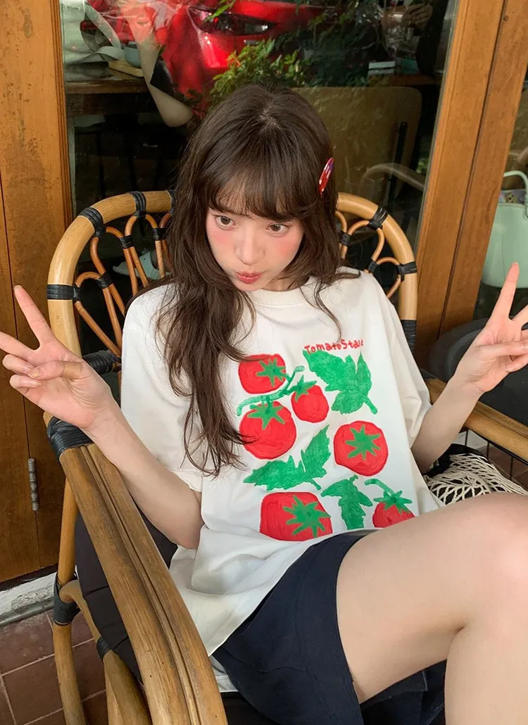 トマトプリントボクシー半袖Tシャツ | 詳細画像1