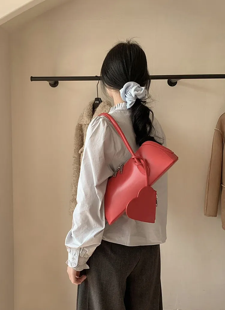 ハートポーチ付ワンハンドル台形バッグ | hoshen | 詳細画像1