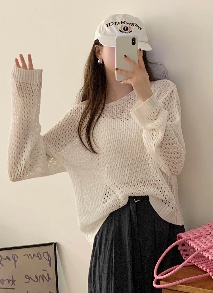 2WAYパンチングシアークロップドニット | 詳細画像1