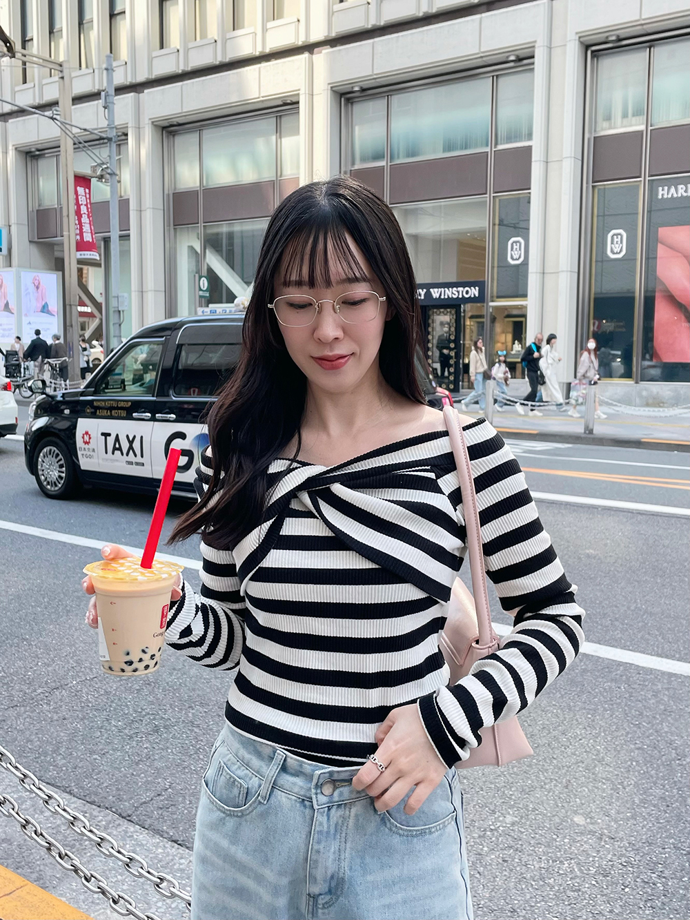 オフショルツイストボーダー長袖Tシャツ | 詳細画像4