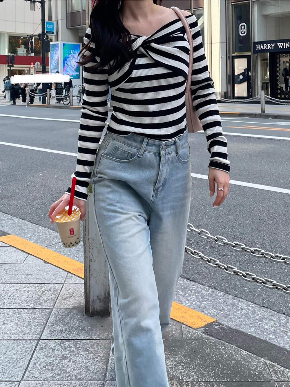 オフショルツイストボーダー長袖Tシャツ | 詳細画像9