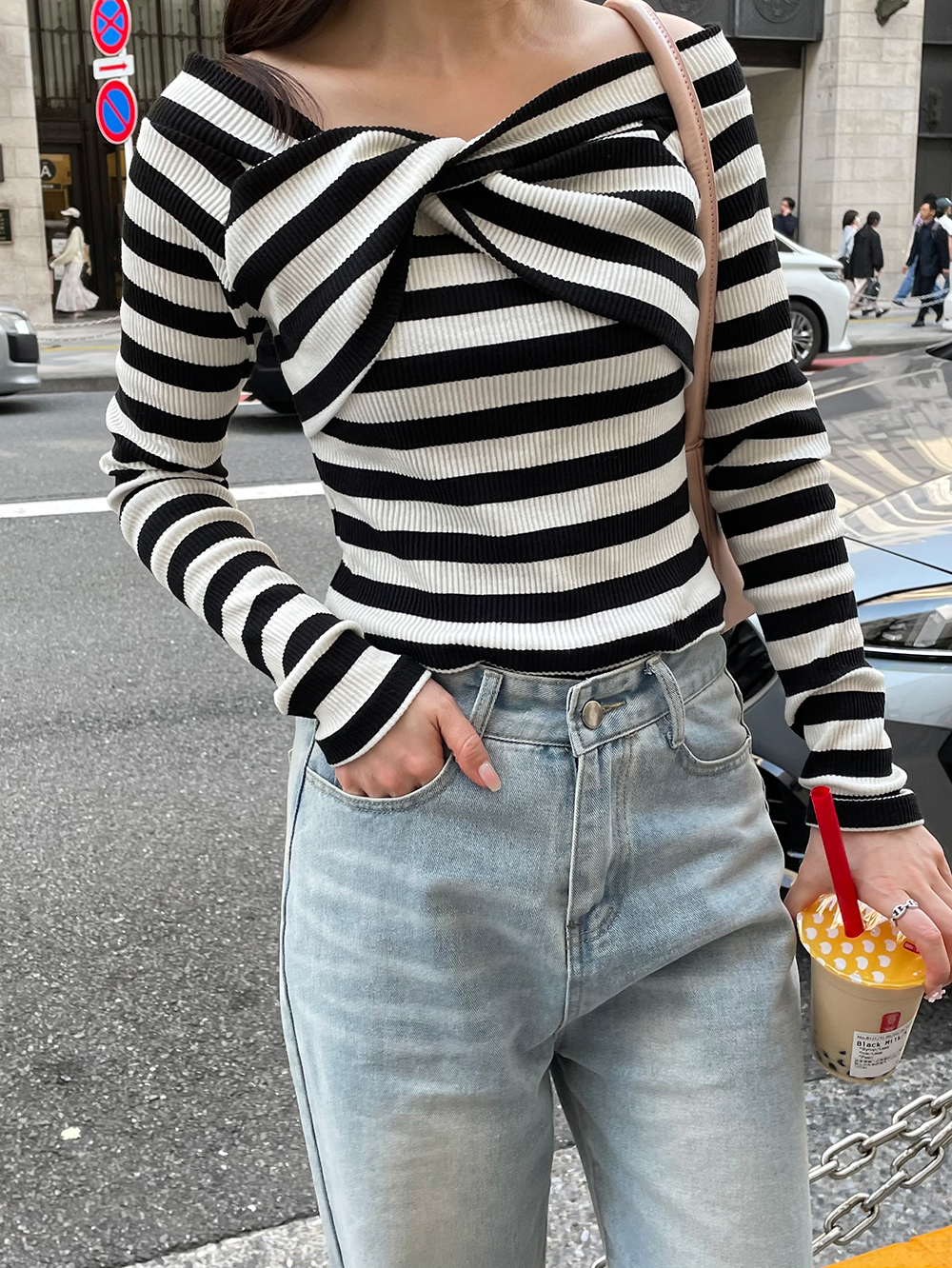 オフショルツイストボーダー長袖Tシャツ | 詳細画像10