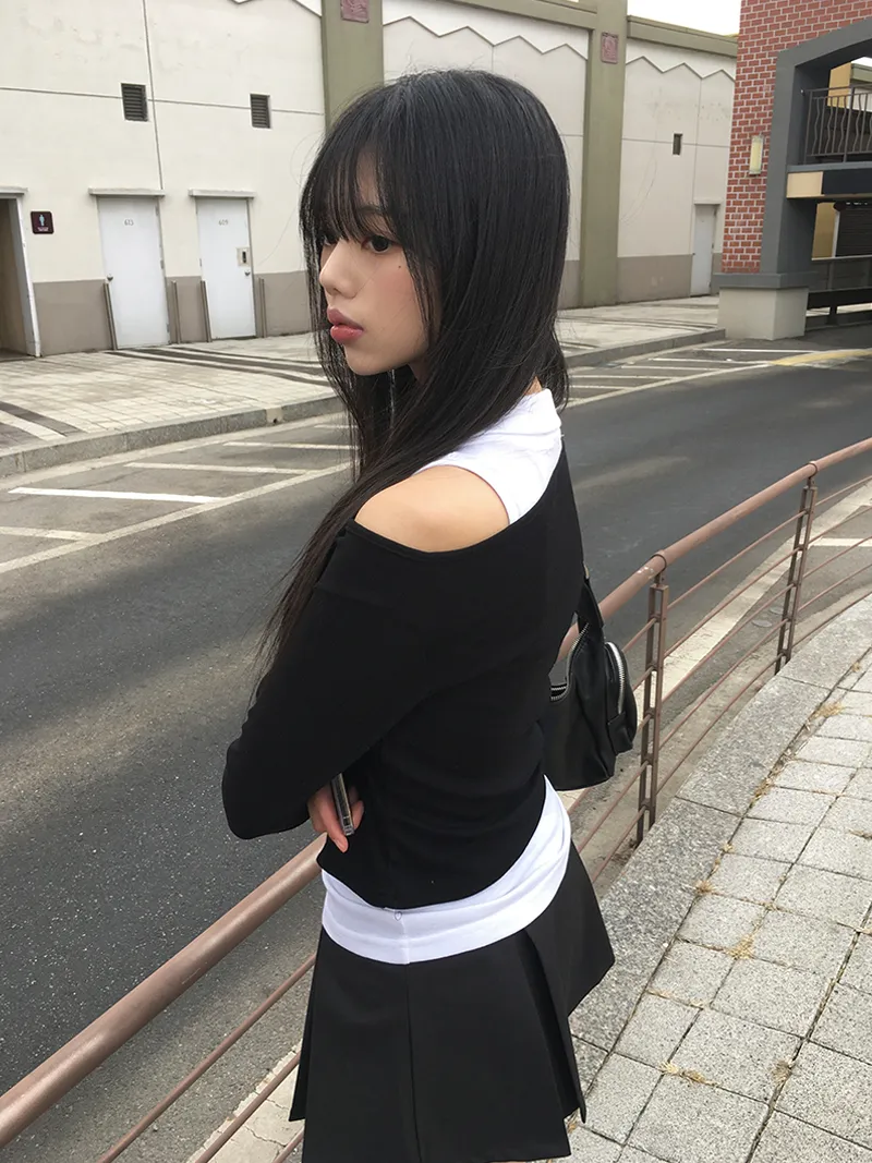 ポロカラータンクトップ&ワイドネックオフショルTシャツSET | anyonemore | 詳細画像1
