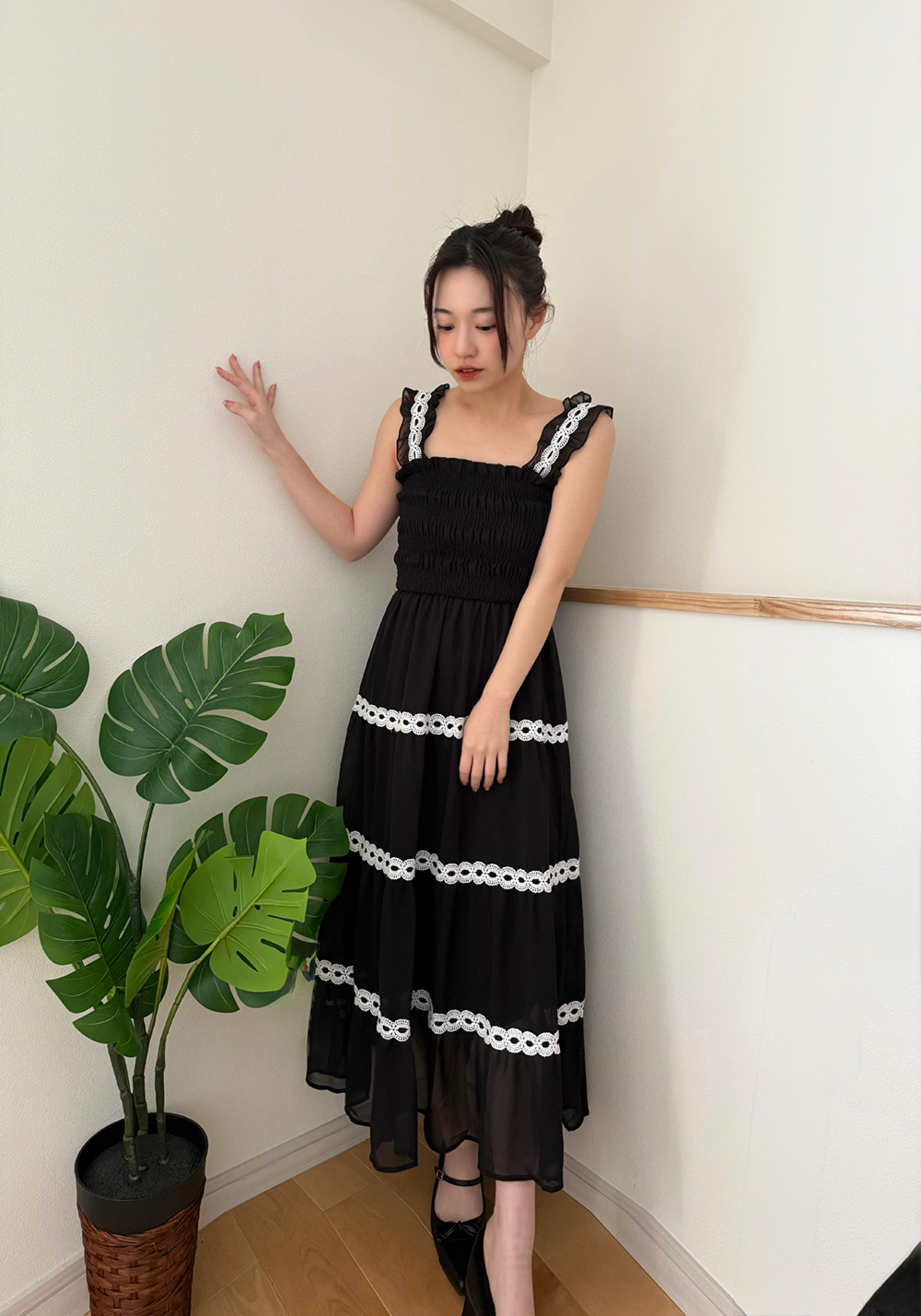 レースシャーリングノースリワンピース | 詳細画像2