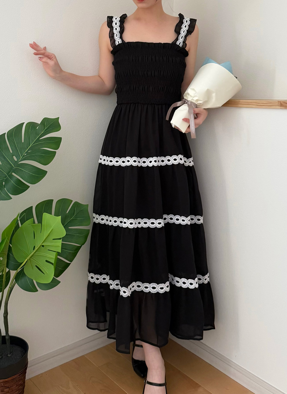 レースシャーリングノースリワンピース | 詳細画像4