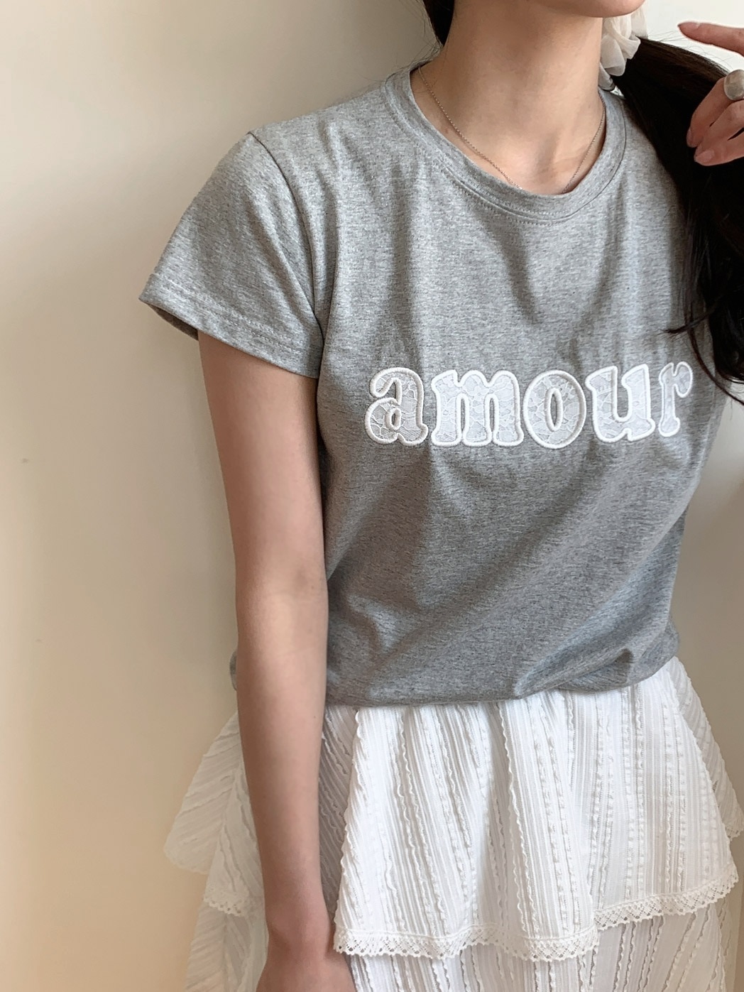 amourレースロゴ半袖Tシャツ | 詳細画像6