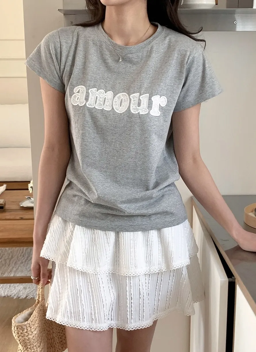 amourレースロゴ半袖Tシャツ | 詳細画像1