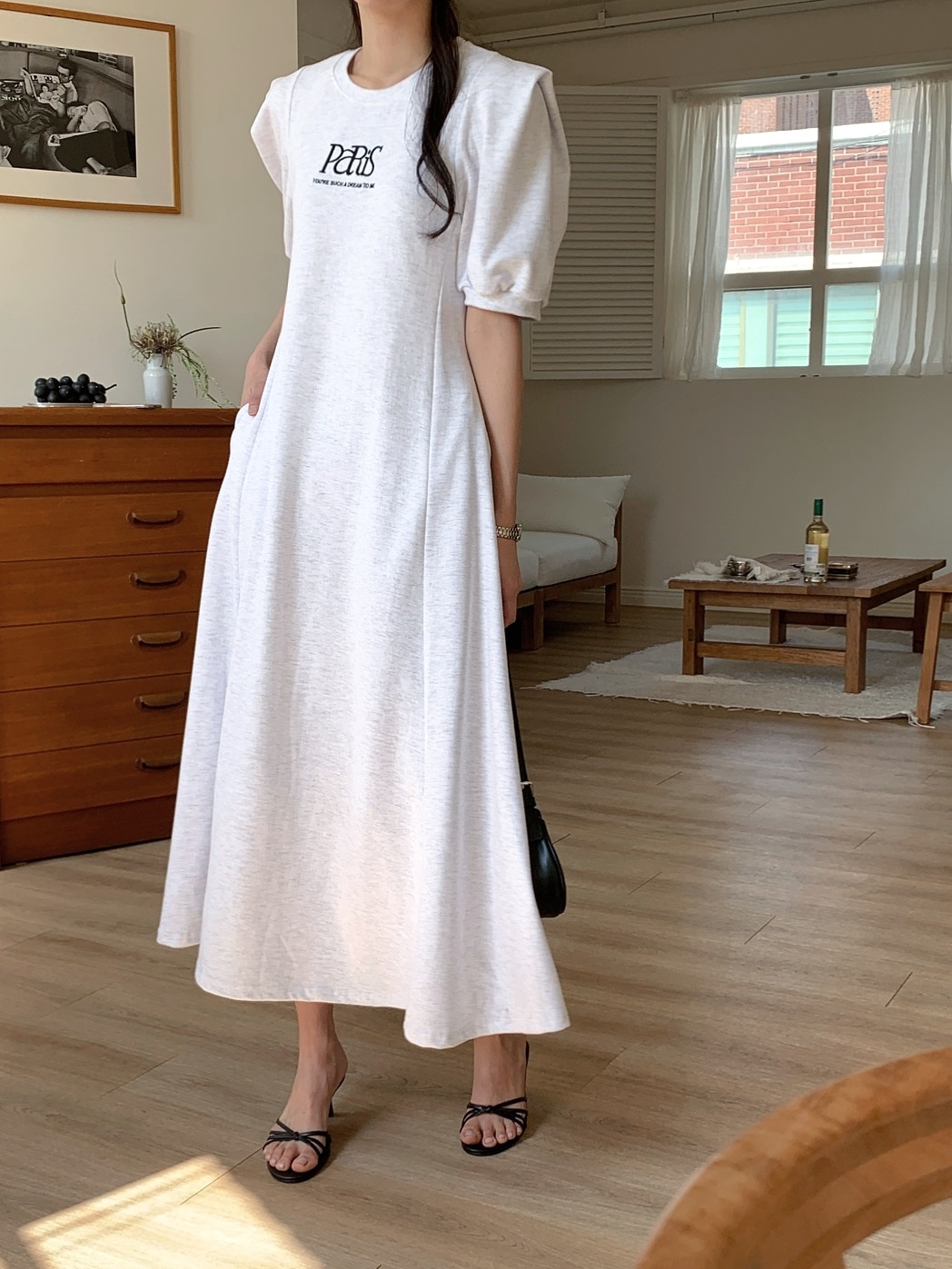 PaRiS刺繍パワショルスウェットAラインワンピース | 詳細画像6