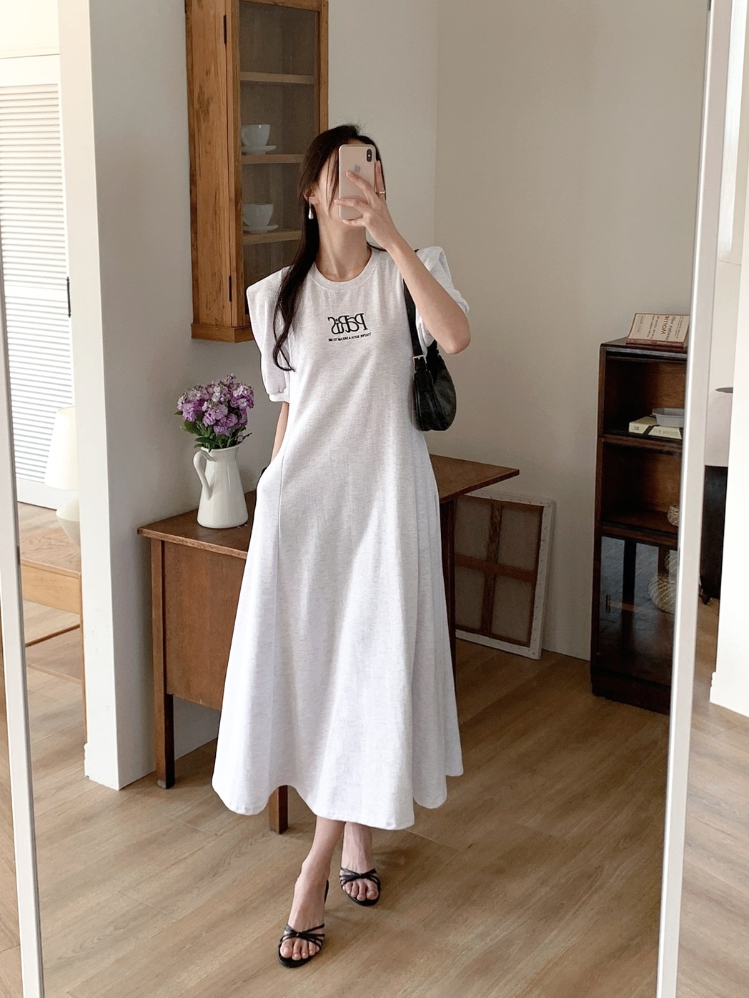 PaRiS刺繍パワショルスウェットAラインワンピース | 詳細画像13