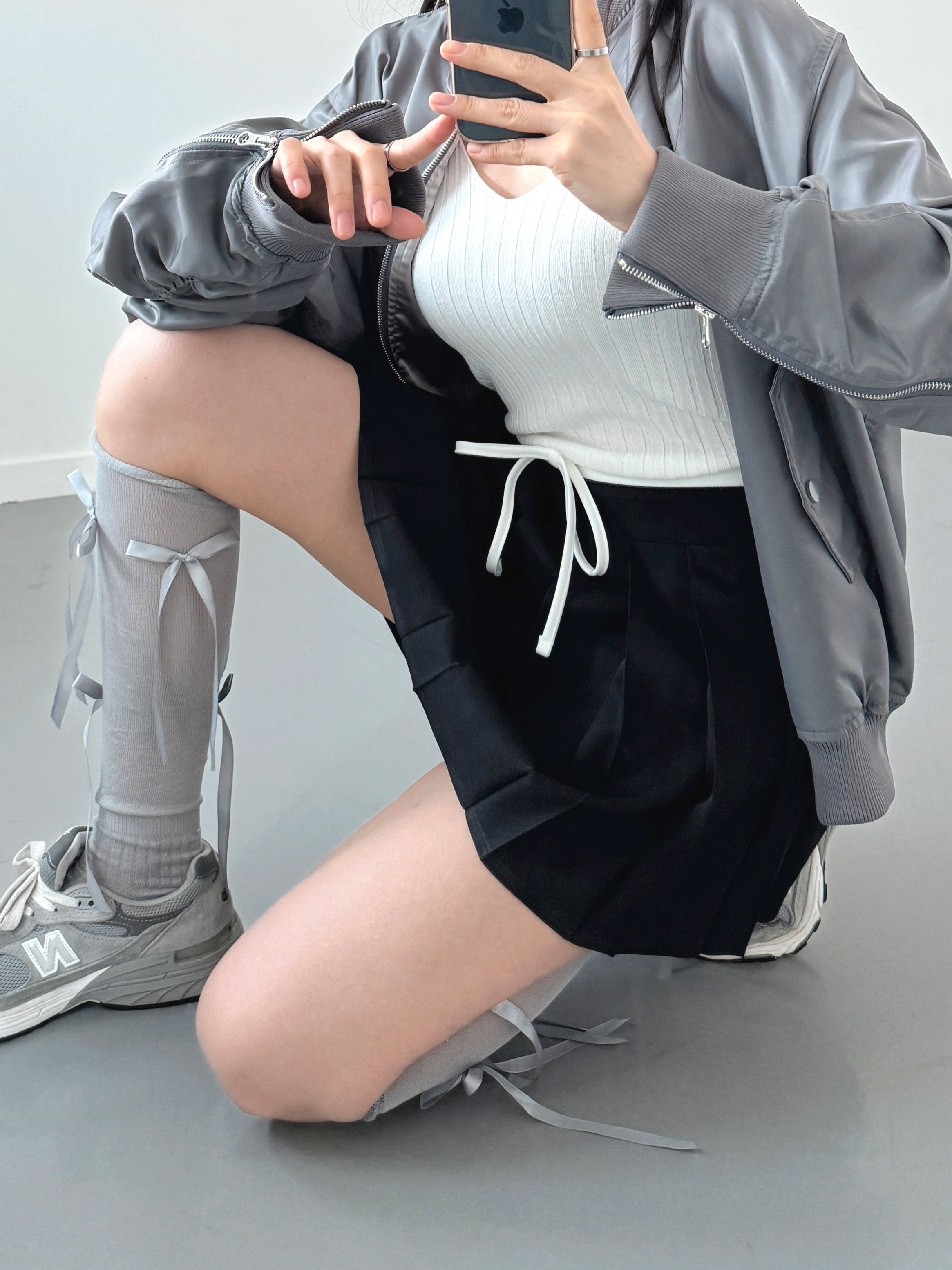パンツ裏地配色ドロストプリーツミニスカート | 詳細画像10