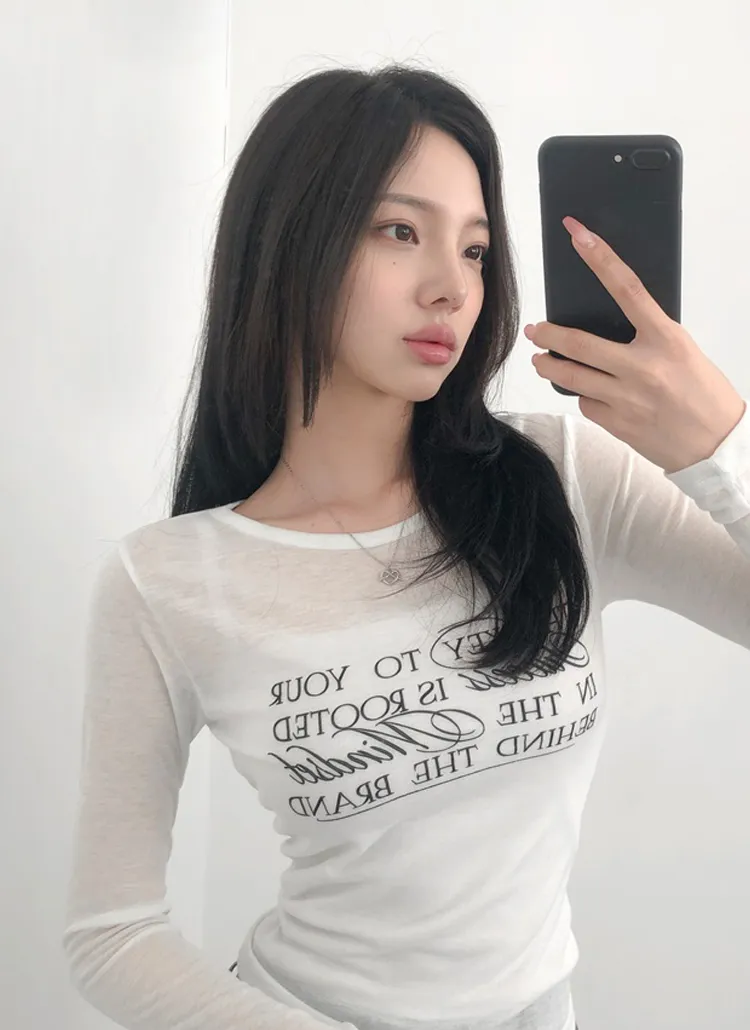 Y2KレタリングシアーTシャツ | lilisense | 詳細画像1