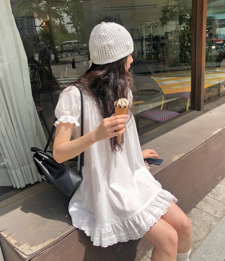 フリルリボンVネックレースパフワンピース | 詳細画像6