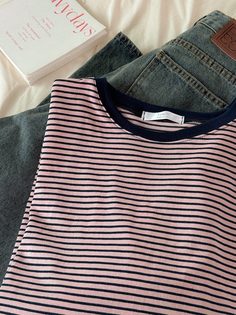 配色ラウンドボーダールーズTシャツ | 詳細画像18