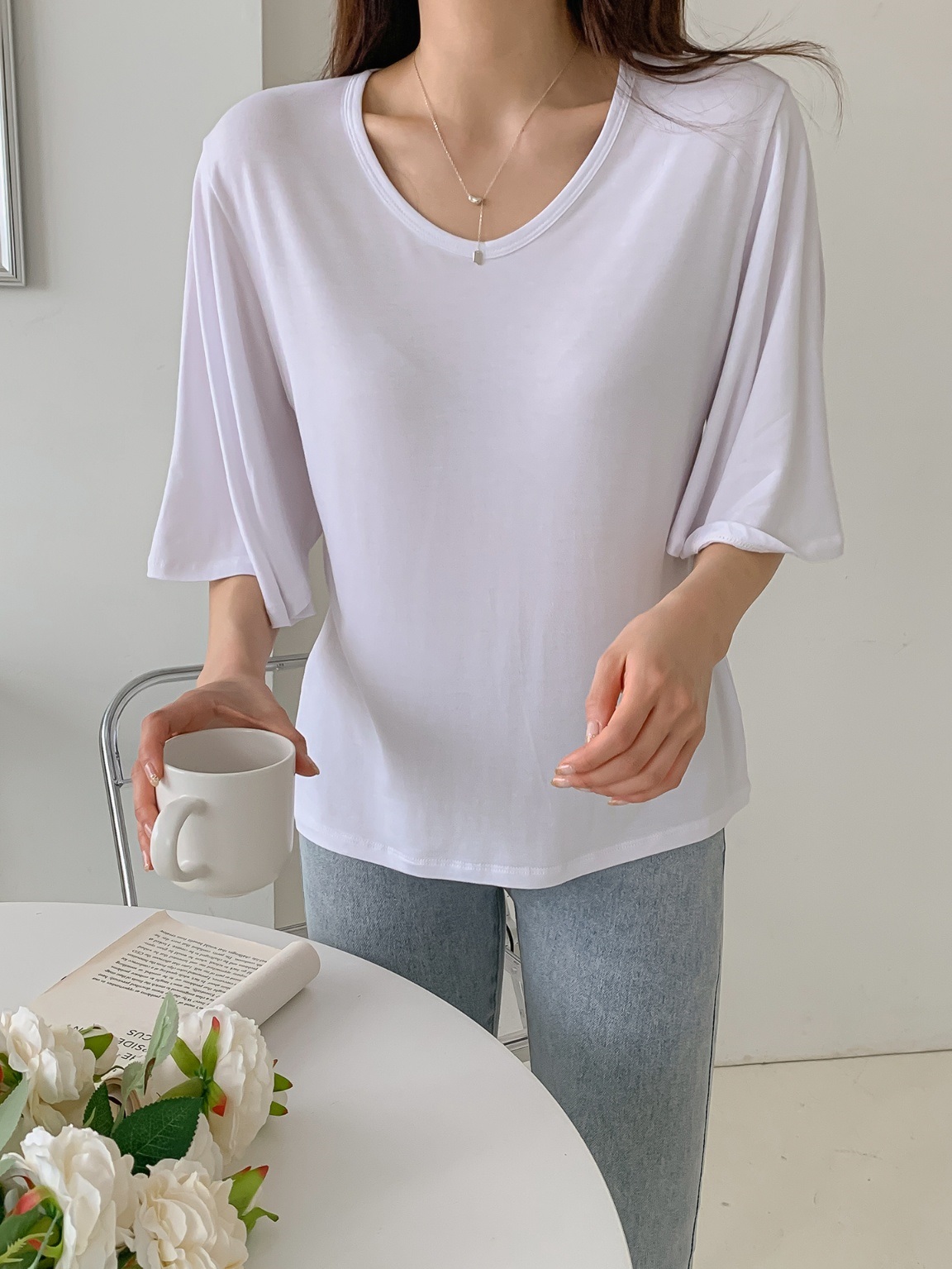 フレアスリーブUネックTシャツ | 詳細画像3