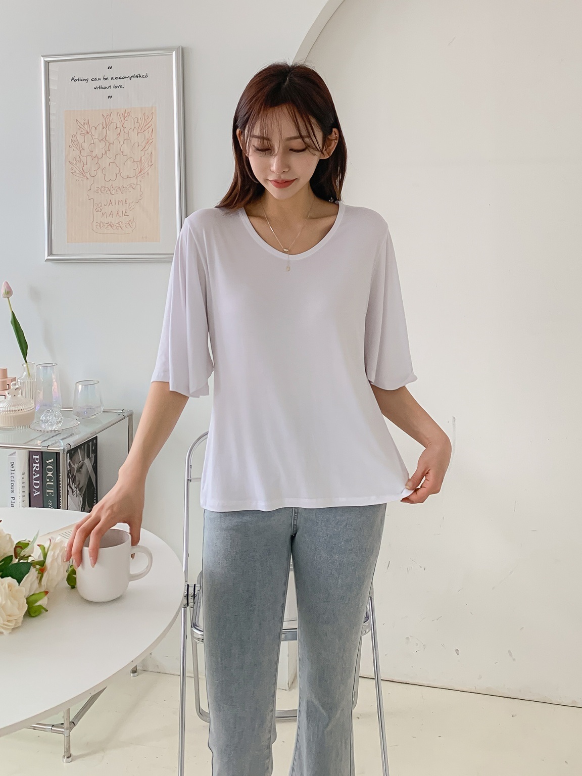 フレアスリーブUネックTシャツ | 詳細画像5