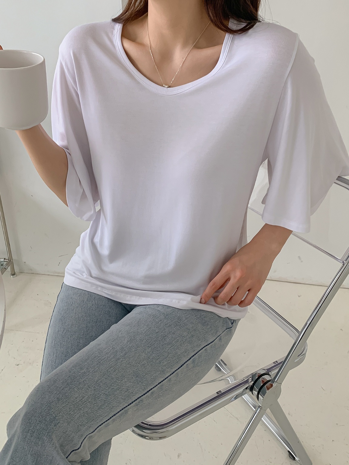 フレアスリーブUネックTシャツ | 詳細画像10