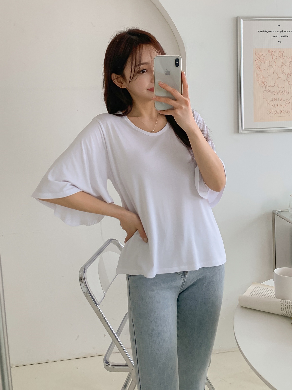 フレアスリーブUネックTシャツ | 詳細画像12