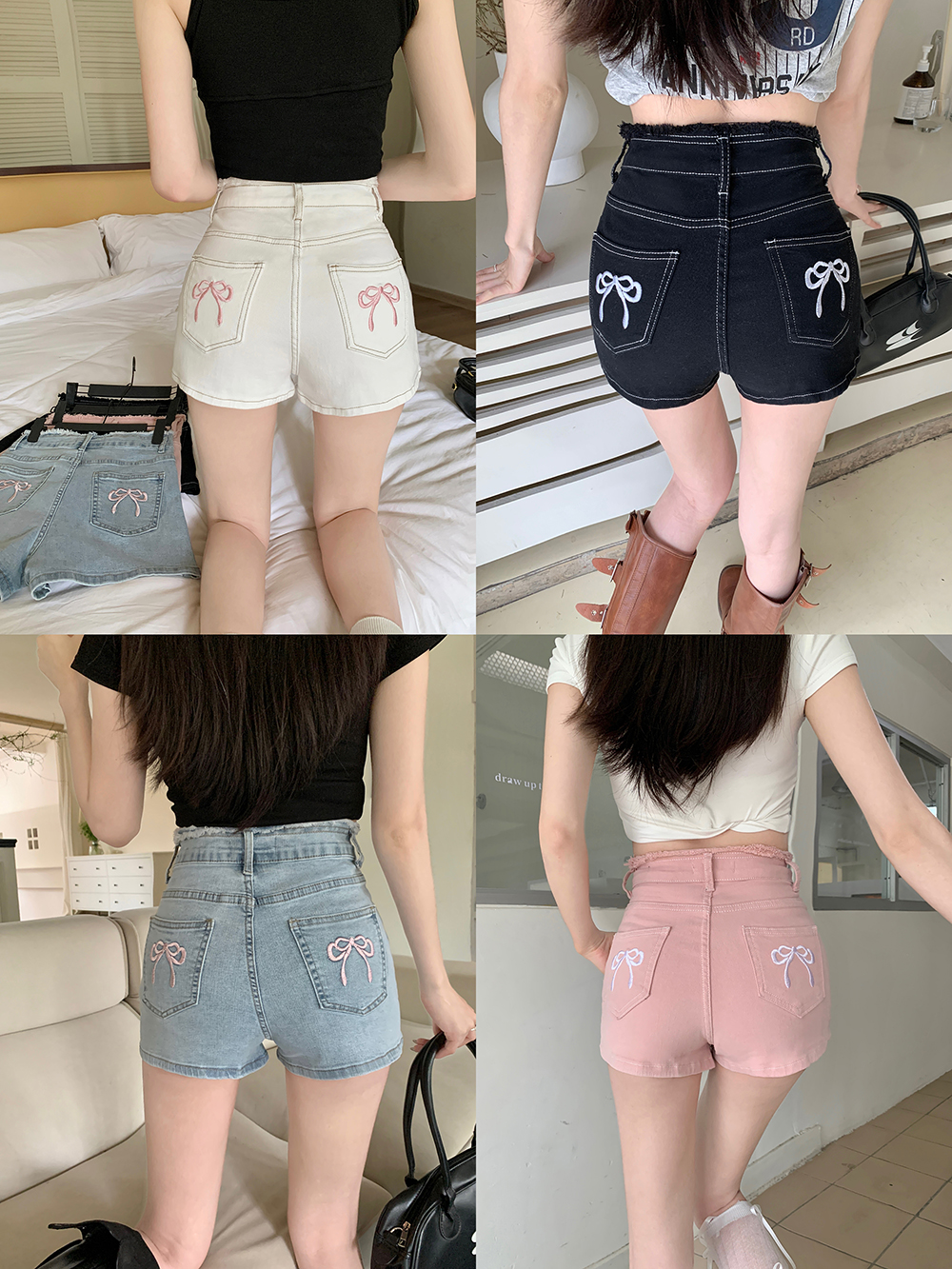 バックリボン刺繍フレイドショートデニムパンツ | 詳細画像2