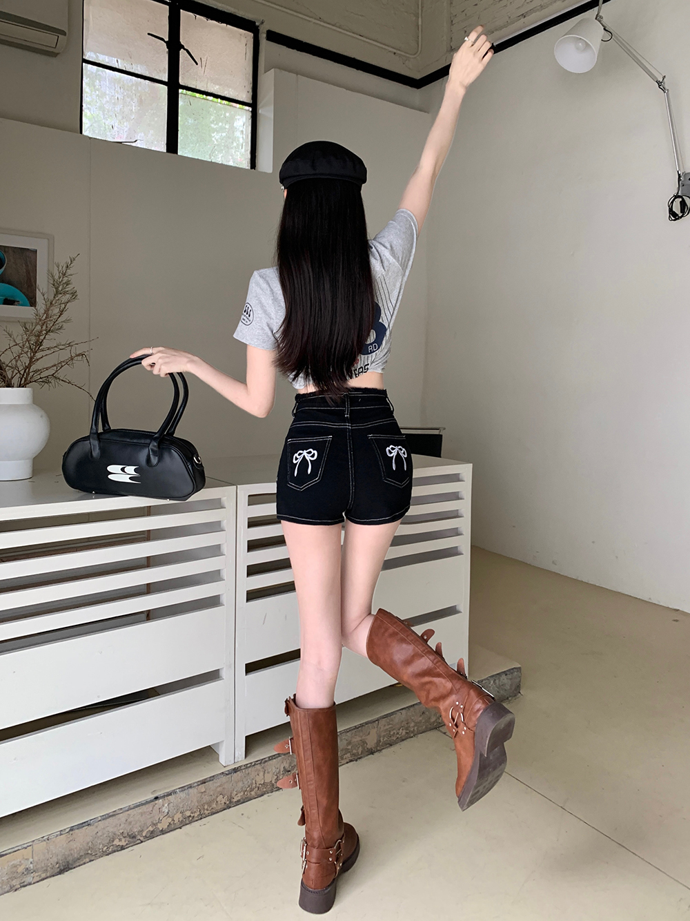 バックリボン刺繍フレイドショートデニムパンツ | 詳細画像27