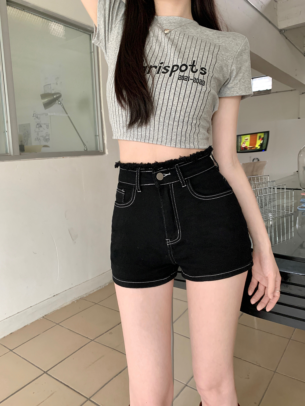 バックリボン刺繍フレイドショートデニムパンツ | 詳細画像28