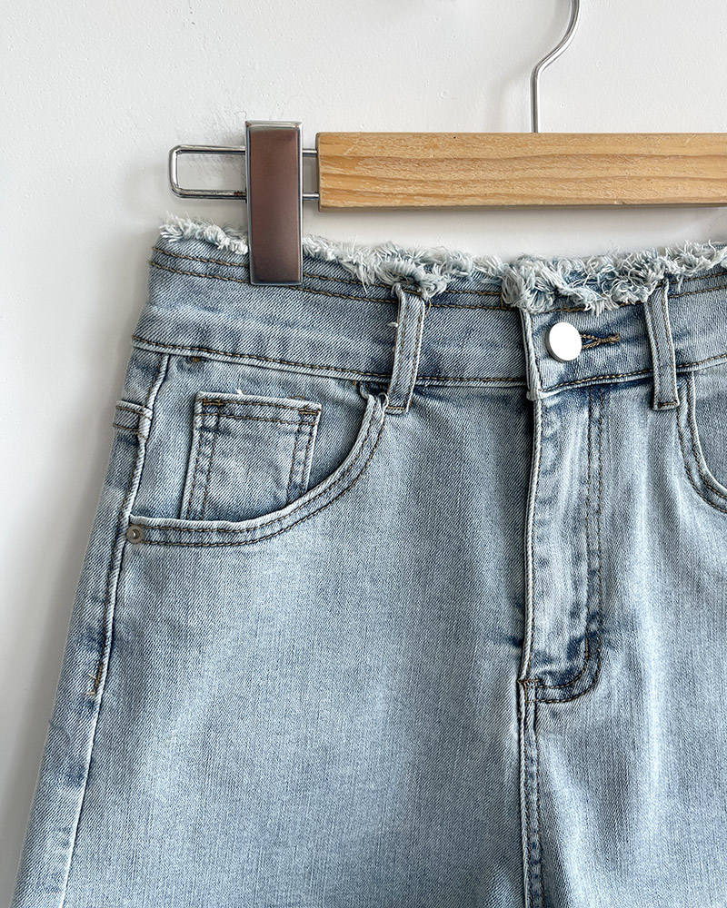 バックリボン刺繍フレイドショートデニムパンツ | 詳細画像34