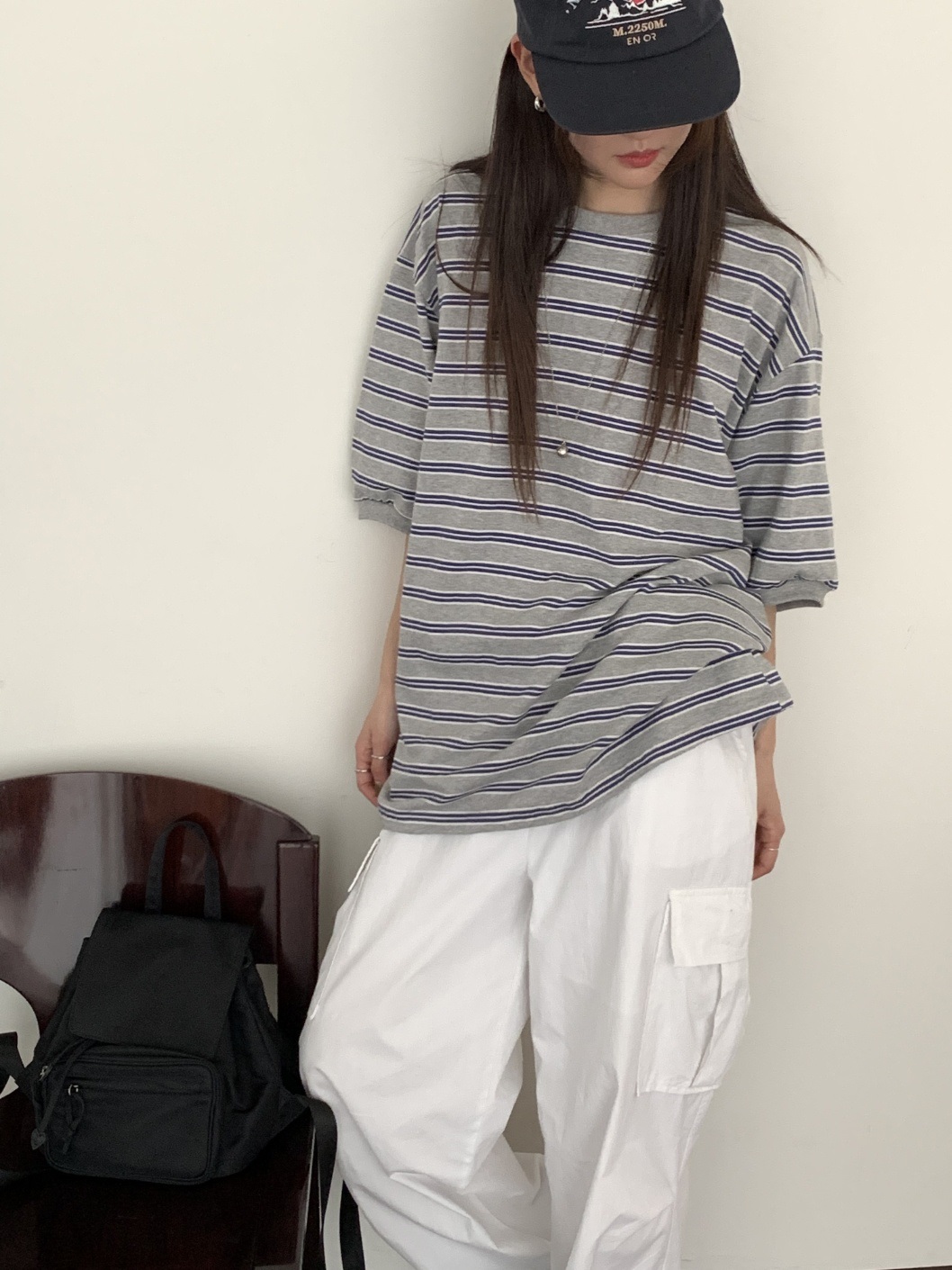 ツートーンボーダーボクシー6分袖Tシャツ | 詳細画像12