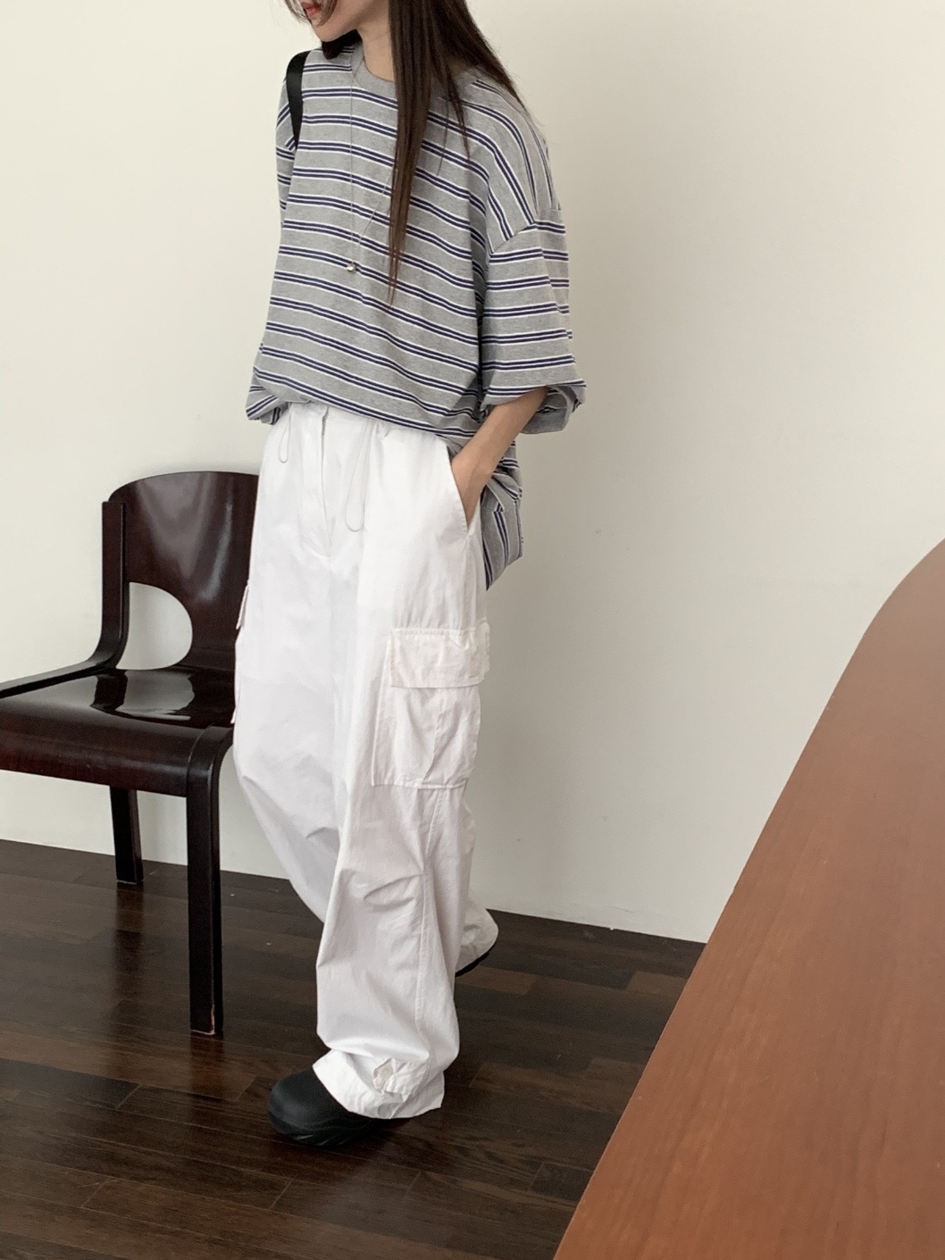 ツートーンボーダーボクシー6分袖Tシャツ | 詳細画像16
