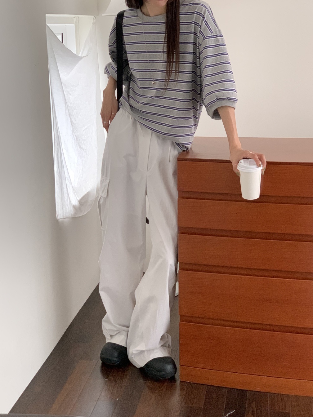 ツートーンボーダーボクシー6分袖Tシャツ | 詳細画像19