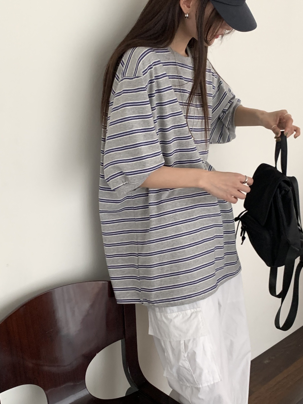 ツートーンボーダーボクシー6分袖Tシャツ | 詳細画像21