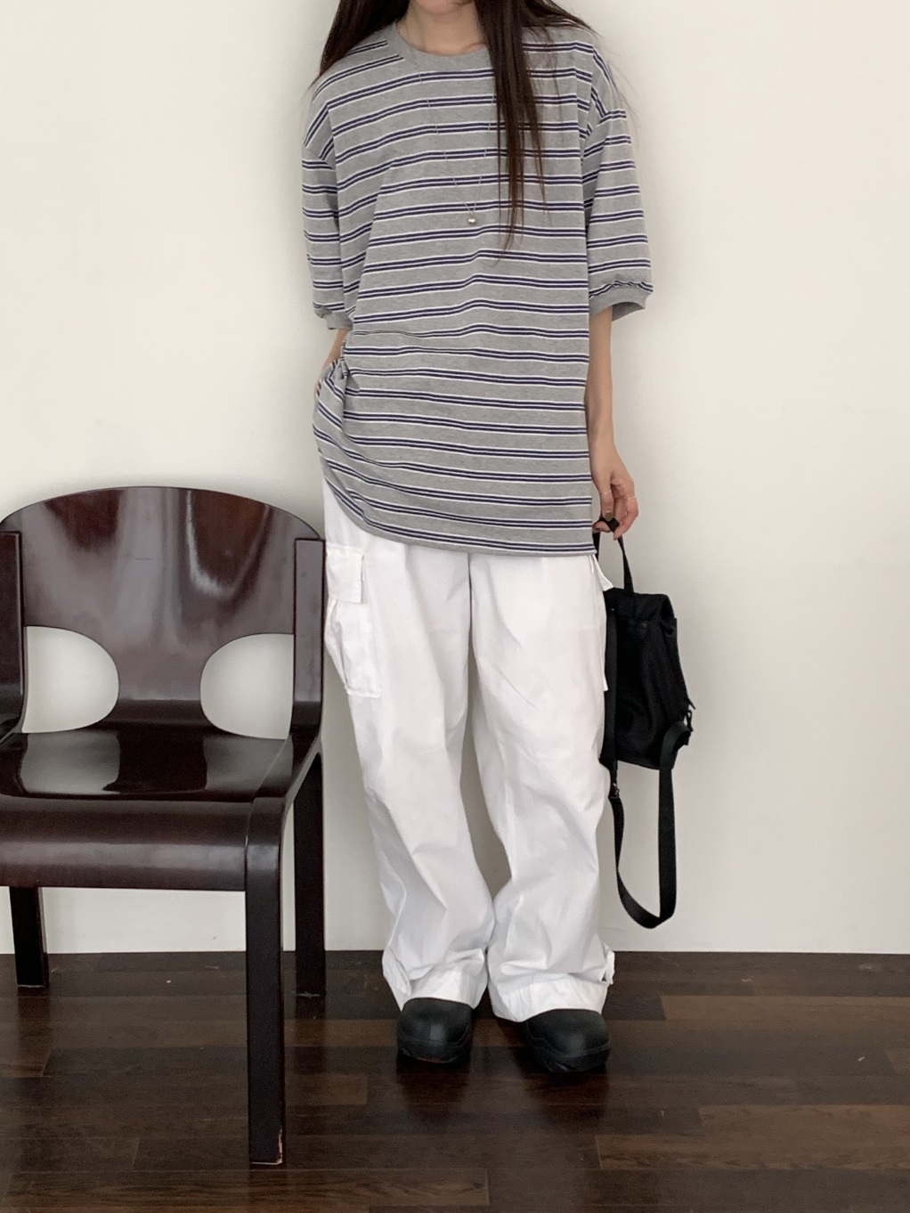 ツートーンボーダーボクシー6分袖Tシャツ | 詳細画像22