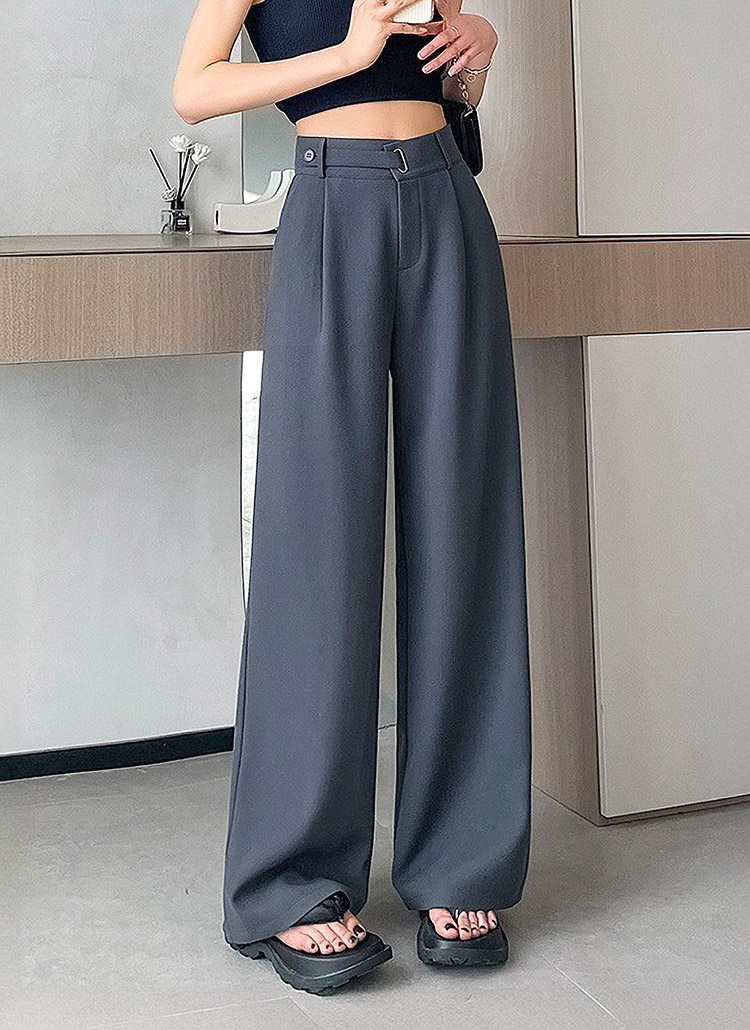 アイレットボタンストラップタックワイドスラックス