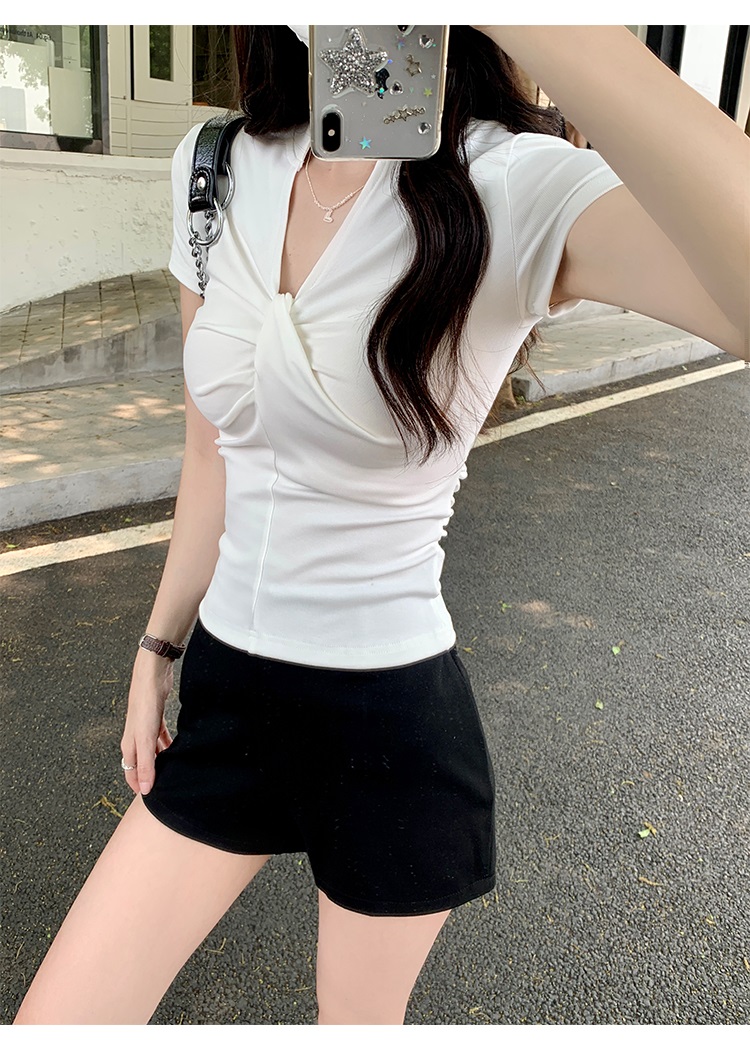 2WAYツイストスリットネック半袖Tシャツ | 詳細画像3