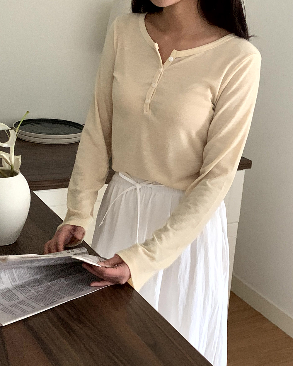 ヘンリーネックリブTシャツ | 詳細画像4