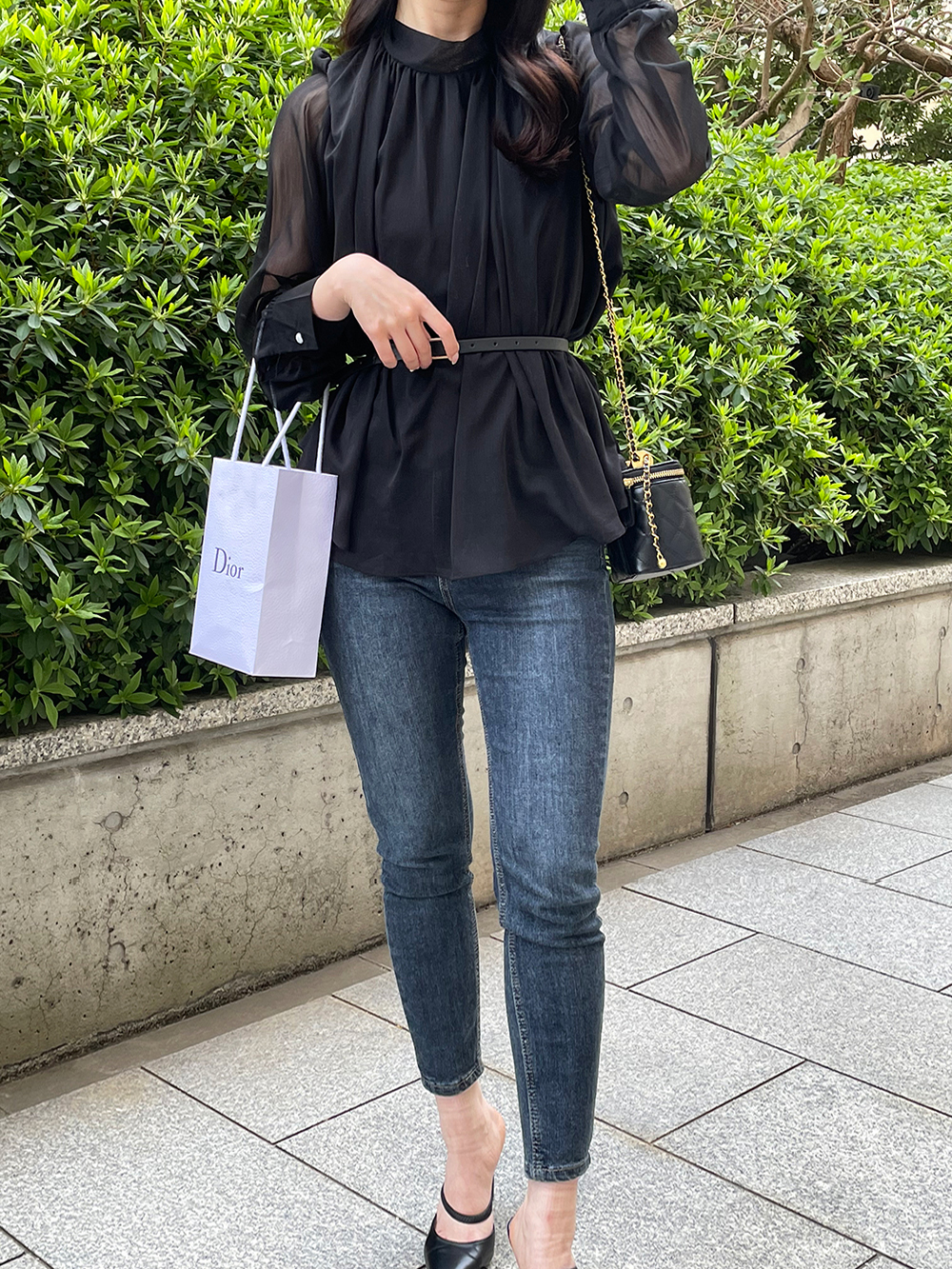 ベルト付スカーフネックシフォンブラウス | 詳細画像6